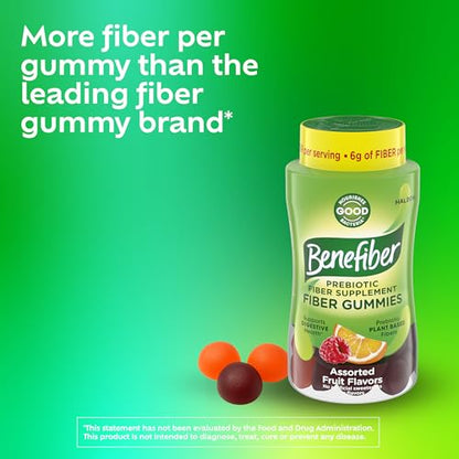 Benefiber Prebiotic Friendly Fiber Supplement Gummies for Digestive Health, Assorted Fruit Flavor - 81 Count