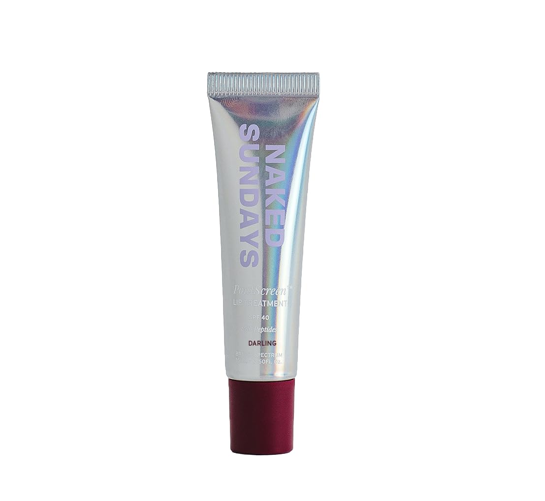 Naked Sundays SPF 50 Tinted Lip Treatment with Sun Protection — Hydrating Lip Balm with Peptides, Polyglutamic Acid & High-Gloss Finish, Broad Spectrum UVA/UVB, Vegan, Non-Sticky - 15ml (Darling)