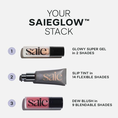Saie Cheek Flush Duo - Dew Liquid Blush (.40 oz, Poppy), SuperSuede Baked Powder Blush (.01 oz, Stella) - Layerable, Skin-Nourishing Blushes for a Seamless Radiant Finish SaieBuy Supplements Australia