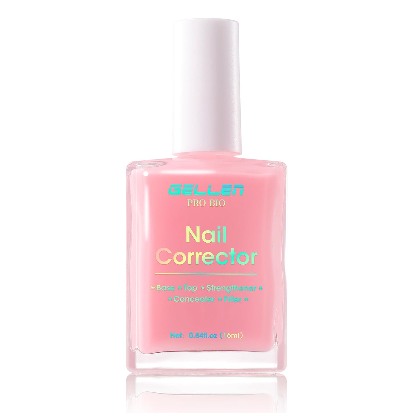 GELLEN PRO BIO Nail Strengthener and Growth, Clear Tinted Pink 5-In-1 One Stop Nail Polish Corrector Treatment | Fortify, Hydrate, Conceal, Smooth, Repair for Damaged, Dry, Uneven, Yellow Nails