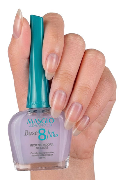 MASGLO 8-in-1 Nail Regenerator Base, Anti-Aging Strengthening Treatment, Hydrating Keratin Booster with Celery Seed Actives, Antioxidant Vitamin E,