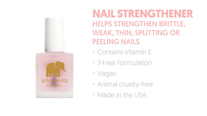 ella+mila Nail Strengthener and Growth Treatment - First Aid Kiss Nail Hardener for Damaged Brittle Thin Nails
