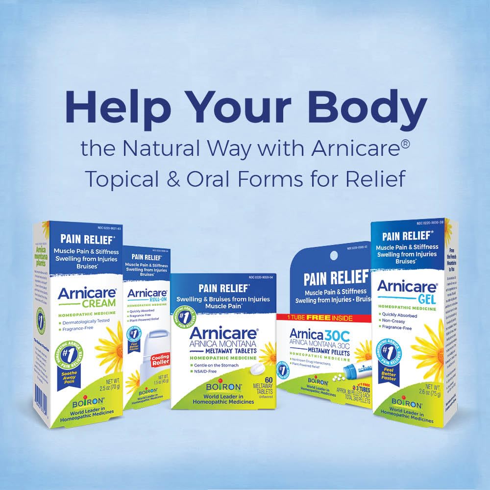 Boiron Arnicare Tablets for Pain Relief from Muscle Pain, Joint Soreness, Swelling from Injury or Bruises - 60 Count BoironBuy Supplements Australia