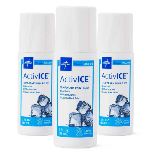 Medline ActivICE Roll-On Cooling Gel, Topical Pain Relief for Arthritis, Joint, Muscle, Back & Body Aches & Pain, 3 oz (3 Count) MedlineBuy Supplements Australia