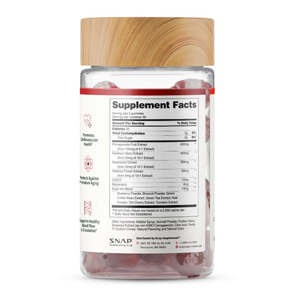 Snap Supplements Heart Health Gummies, CoQ10, Sugar-Free, 60 Vegan Gummies | Blood Circulation Supplements, Heart Health Supplements, Blood Flow Supplement, Gluten-Free, Non-GMO, Grapeseed, Blueberry