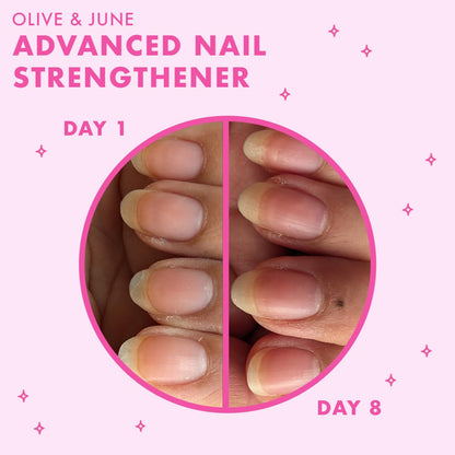 Olive & June Advanced Nail Strengthener | Powerful Treatment for Stronger, Longer Nails | Helps Prevent Chipping & Breaking | Can Be Worn Alone or Under Polish