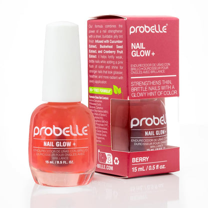 Probelle Nail Glow + Nail Strengthener and Hardener with Sheer Jelly Tint, Hard To Resist Ultra Glowy Nail Shine, Tinted Nails Strengthening Blush for Brittle