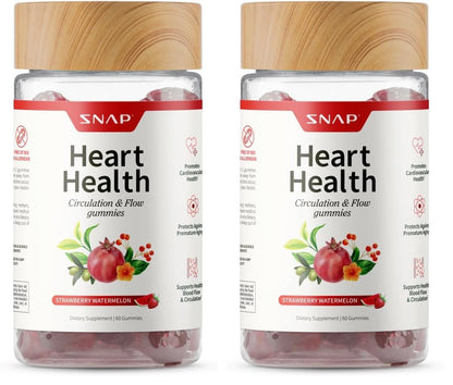 Snap Supplements Heart Health Gummies, CoQ10, Sugar-Free, 60 Vegan Gummies | Blood Circulation Supplements, Heart Health Supplements, Blood Flow Supplement, Gluten-Free, Non-GMO, Grapeseed, Blueberry
