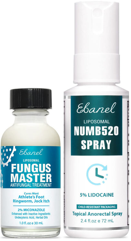 Ebanel Bundle of Fungus Treatment 1 Oz, and Lidocaine Numbing Spray