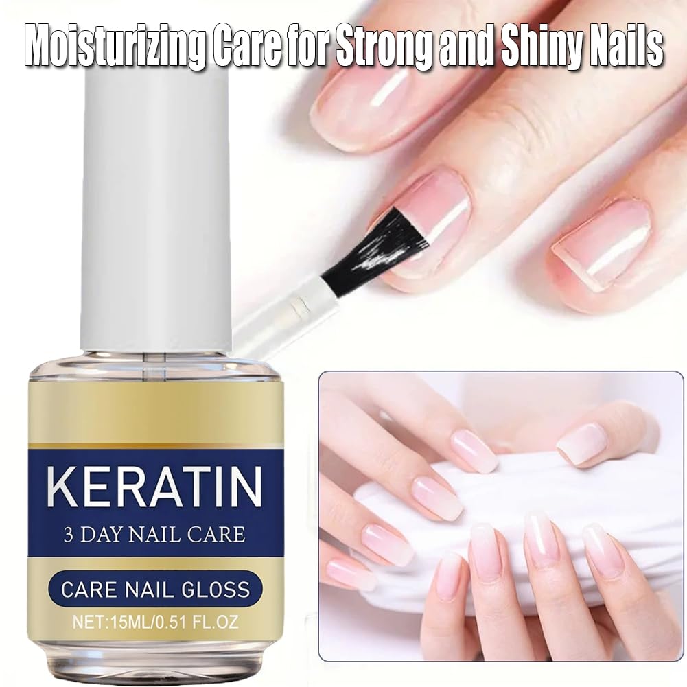 Keratin Nail Treatment, Nail Strengthener, Keratin Nail Polish, Deeply Moisturizes for Strong, Shiny Nails(2pcs,16ml)