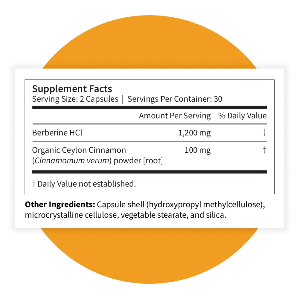 Pattern Wellness Berberine Supplement with Organic Ceylon Cinnamon – Supports Metabolic Balance & Circulatory Wellness – Non-GMO, Vegan – 60 Capsules