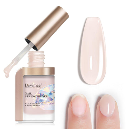 Bevimee Nail Strengthener Natural Nails Hardener Extra Strong and Growth Nude Nail Repair Strengthening Polish Ridge