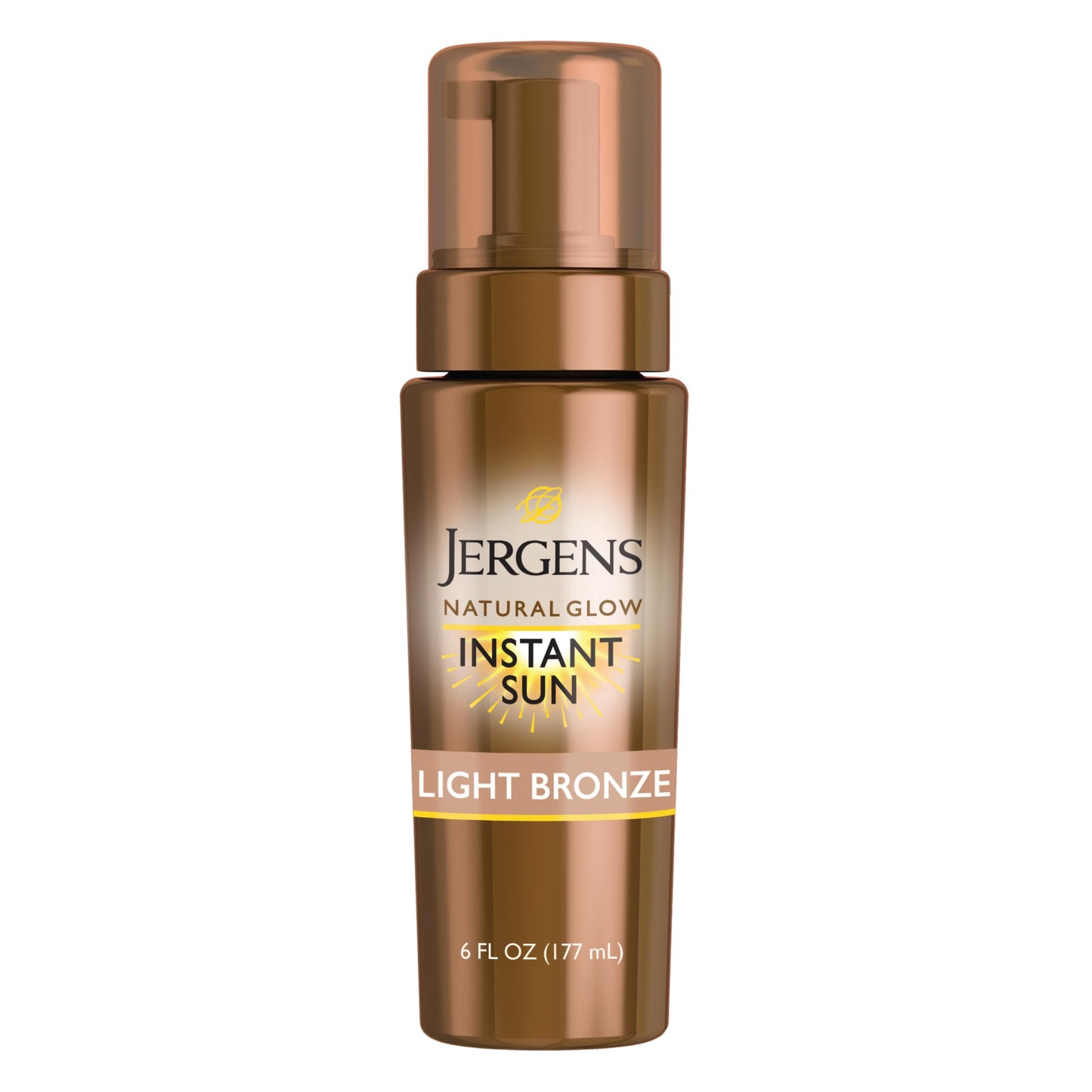Jergens Natural Glow Instant Sun Body Mousse, Self Tanner for Light Bronze Tan, Sunless Tanning Body Bronzer