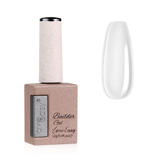Love easy Clear Builder Gel for Nails, Soft Polish Thickness Strengthener Extender Apex Fast Leveling 28+ Days Chip Resistance Hypoallergenic & Odorless for Thin Weak (U V Nail Lamp Needed, pH 6.8)