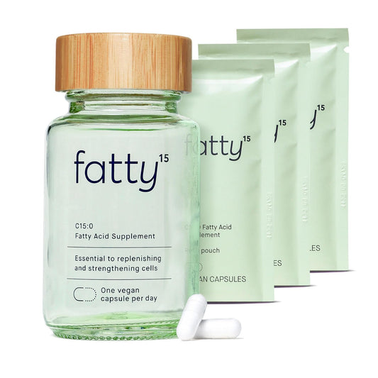 Fatty15 C15:0 Pentadecanoic Acid Supplement The Longevity Nutrient - 90 Vegan Capsules - 3X Cellular Benefits of Fish Oil EPA Omega 3 Supplements - Liver Support & Mitochondrial Health Fatty15 buy supplements Au