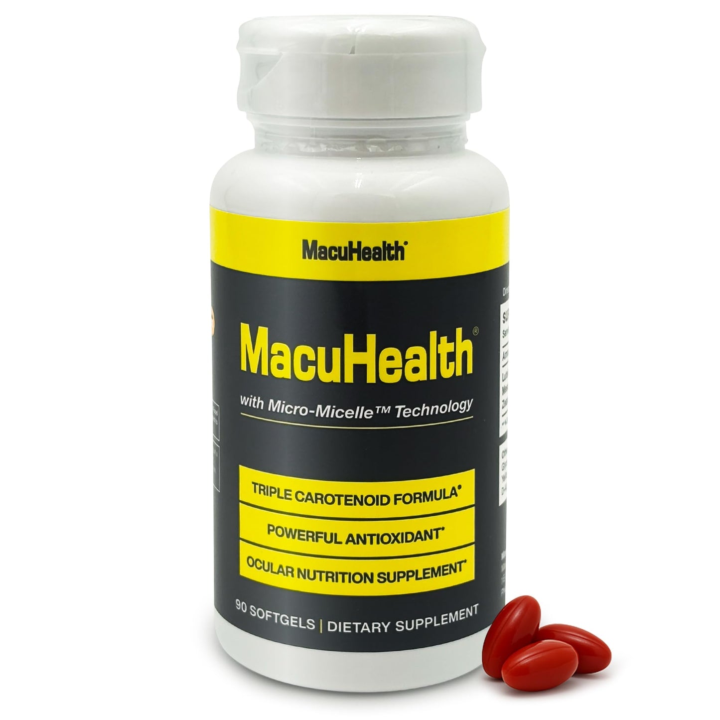 Macuhealth Triple Carotenoid Formula - Eye Vitamins for Adults - 90 Softgels, 3 Month Supply