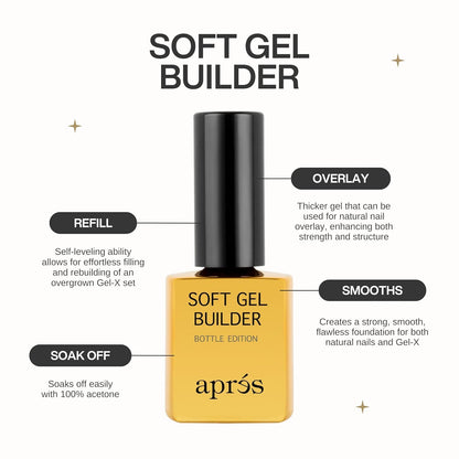 Aprés Soft Gel Builder in a Bottle, Self-Leveling Soak-Off Gel-X Nail Extension Thickening Strengthener