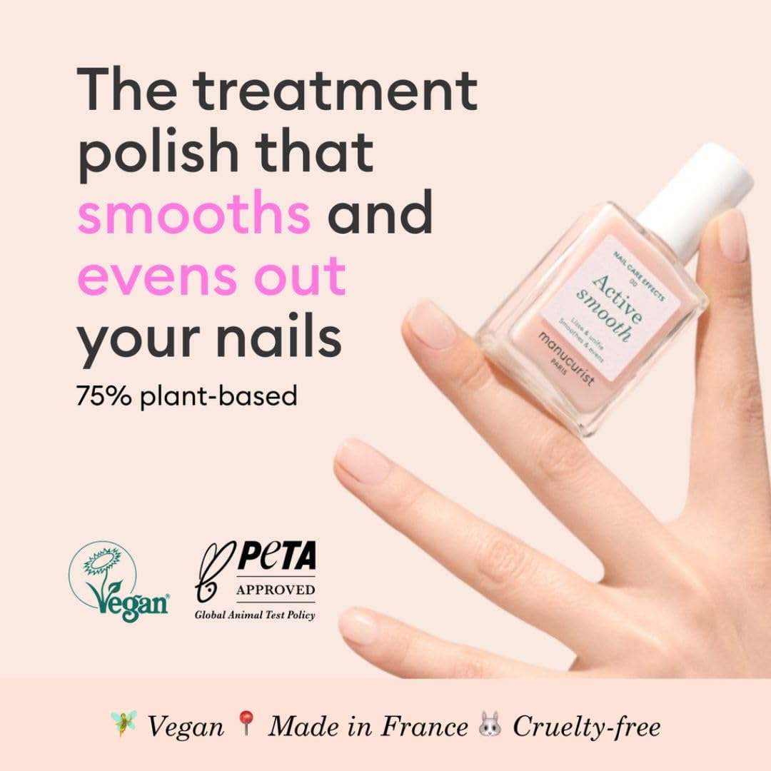 Manucurist Active Smooth 00 Nail Concealer Polish & Care - 2 in 1 Nude Nail Polish : Nail Strengthener and Growth - No Lamp