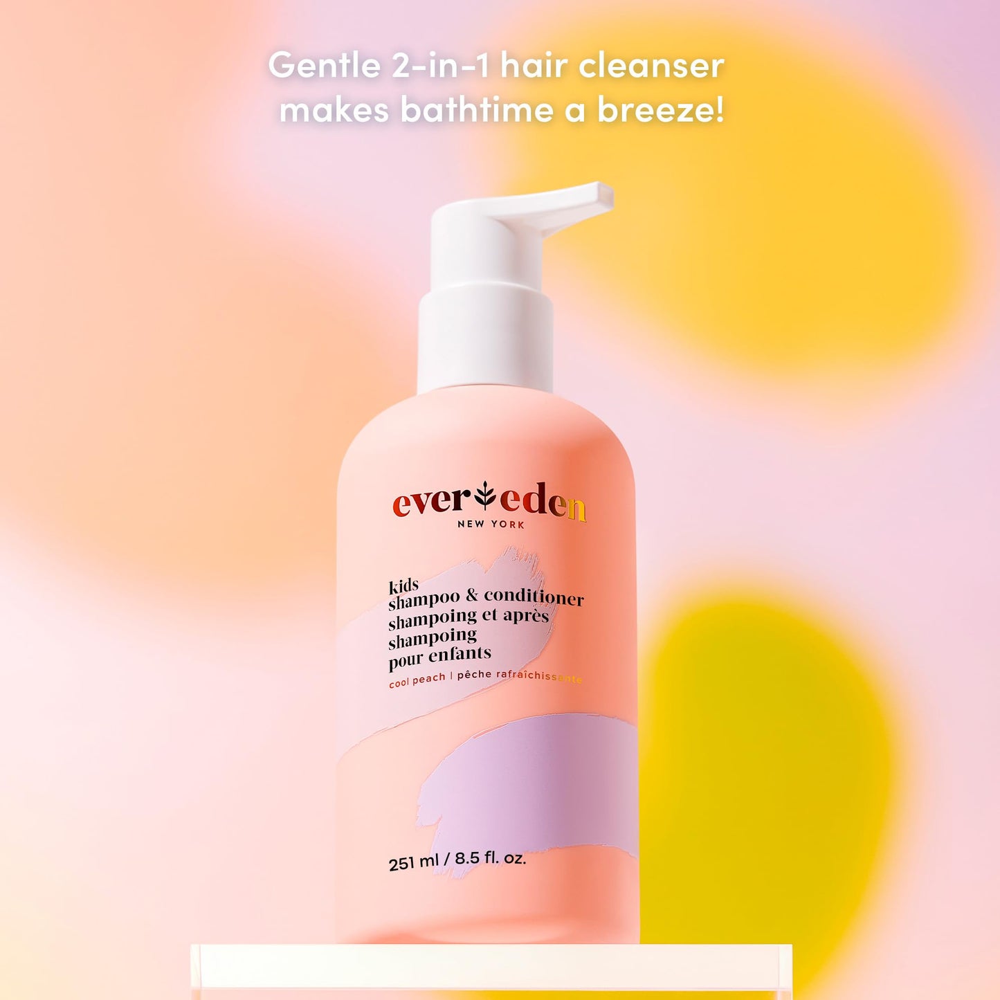Evereden Kids Shampoo and Conditioner 2-in-1: Cool Peach, 8.5 fl oz. | Clean, Vegan, & Gentle Care for Kids | Toddler Shampoo