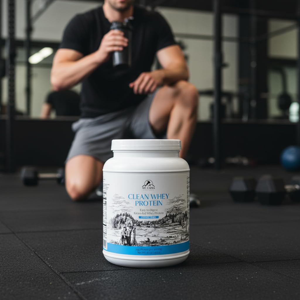 Mt. Capra Clean Whey Protein | Grass-Fed Undenatured Goat Whey Protein Powder | 24 g Protein Per Serving, All Natural, Non-GMO, High in Branch Chain Amino Acids | Unsweetened | 15 Servings - 16 oz