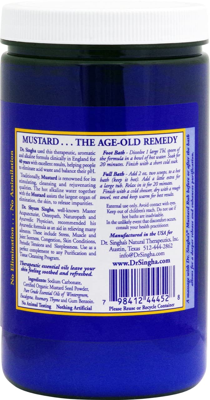 Dr. Singha's Mustard Bath Soak – Aromatherapy Bath Salts with Mustard Seed & Essential Oils for Muscle Relaxation, Stress Relief & Soothing – Epsom Salt Alternative, 16 oz