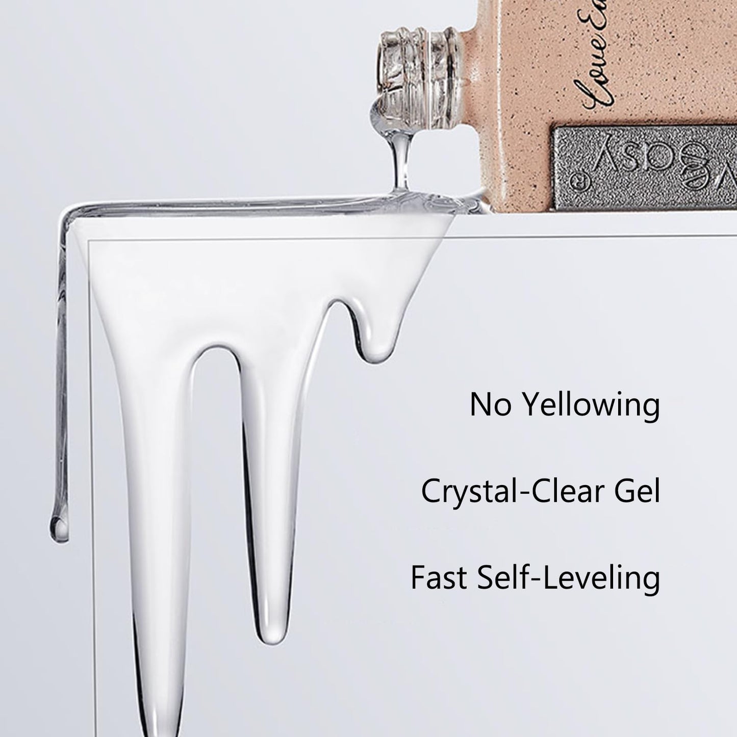 Love easy Clear Builder Gel for Nails, Soft Polish Thickness Strengthener Extender Apex Fast Leveling 28+ Days Chip Resistance Hypoallergenic & Odorless for Thin Weak (U V Nail Lamp Needed, pH 6.8)