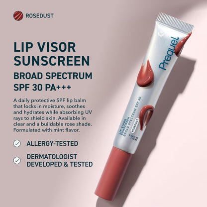 Prequel Skin Lip Visor, Tinted Lip Balm with SPF 30 PA+++. Rosedust, Mint Flavor, Rosy Nude Shade with Non-Sticky Finish
