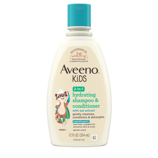 Aveeno Kids Shampoo & Conditioner, Formulated With Oat Extract to Gently Cleanse, Condition & Detangle Kids Hair