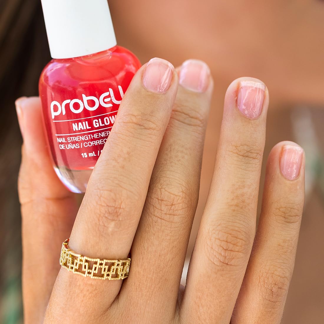 Probelle Nail Glow + Nail Strengthener and Hardener with Sheer Jelly Tint, Hard To Resist Ultra Glowy Nail Shine, Tinted Nails Strengthening Blush for Brittle