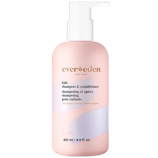 Evereden Kids Shampoo and Conditioner 2-in-1: Cool Peach, 8.5 fl oz. | Clean, Vegan, & Gentle Care for Kids | Toddler Shampoo