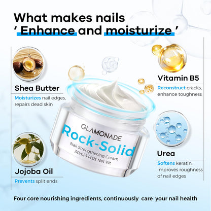 Glamonade Hard Nail Strengthening Cream: Nail strengthener and Cuticle Treatment To Repair Damaged Thin Nails and Dry Cracked Skin&Grow Nails,