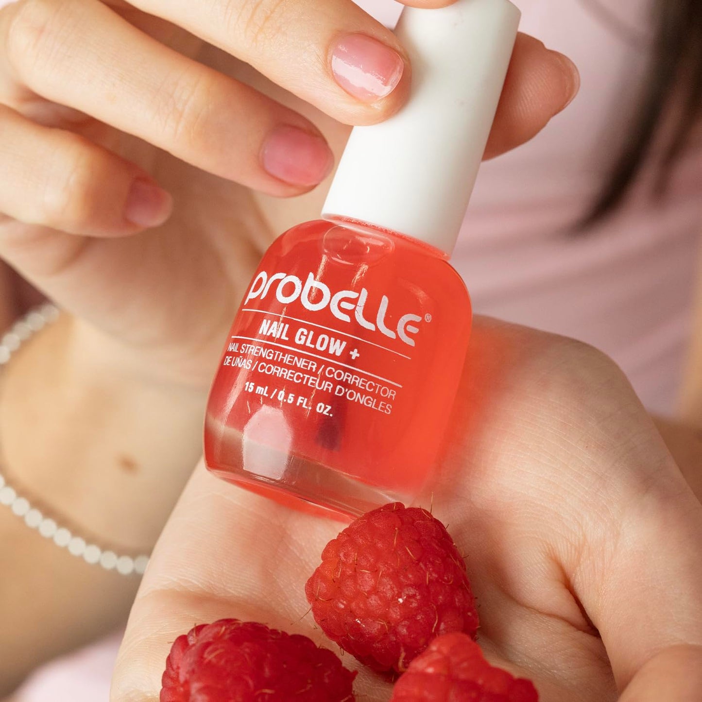 Probelle Nail Glow + Nail Strengthener and Hardener with Sheer Jelly Tint, Hard To Resist Ultra Glowy Nail Shine, Tinted Nails Strengthening Blush for Brittle