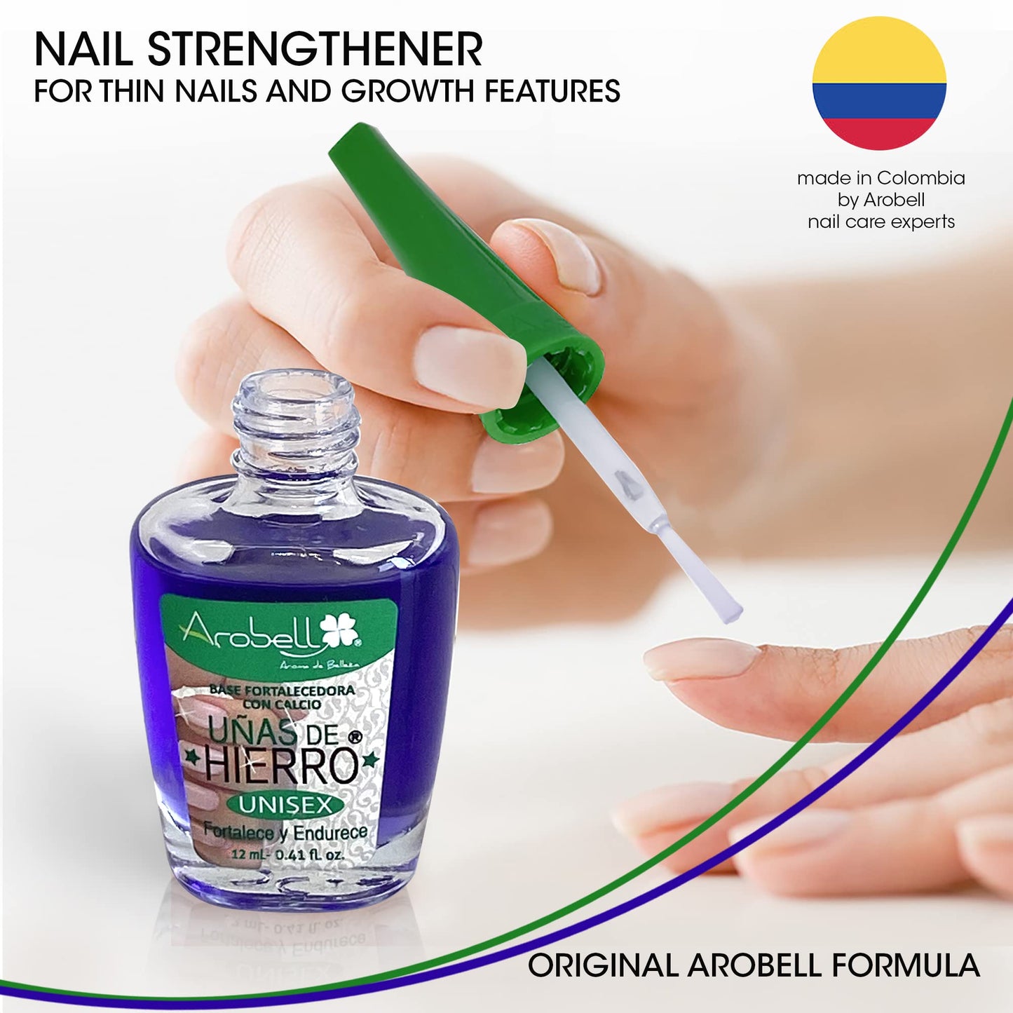 Arobell Nail Strengthener Iron Nails Nail Hardener for Damaged & Brittle Nails Clear Nail Polish for Growth & Protection