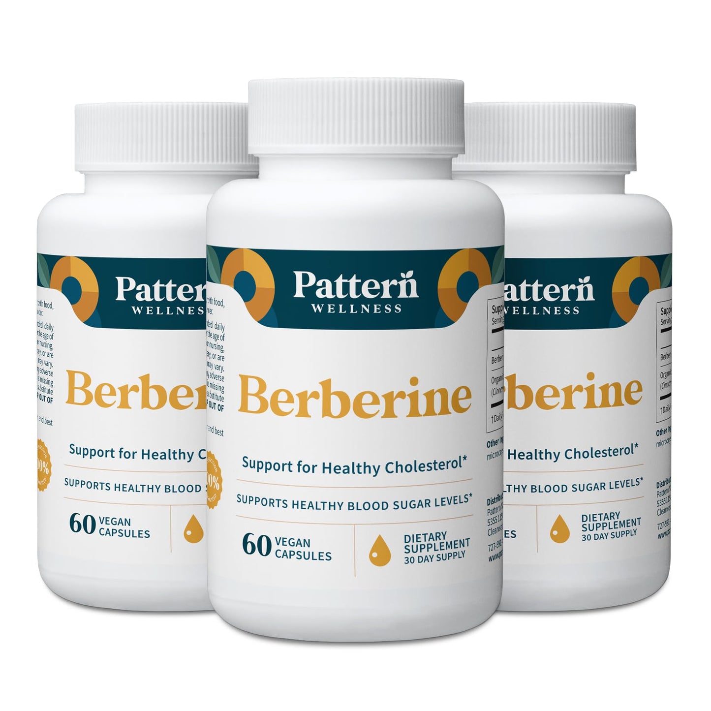 Pattern Wellness Berberine Supplement with Organic Ceylon Cinnamon – Supports Metabolic Balance & Circulatory Wellness – Non-GMO, Vegan – 60 Capsules