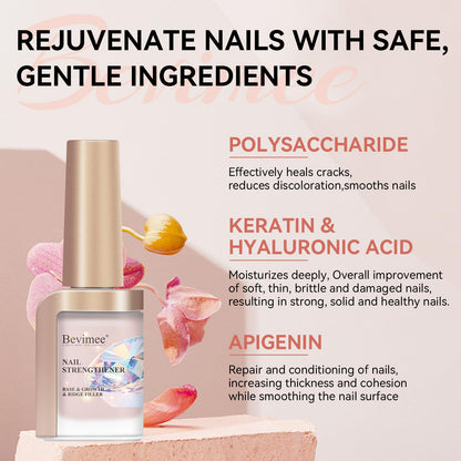 Bevimee Nail Strengthener Natural Nails Hardener Extra Strong and Growth Nude Nail Repair Strengthening Polish Ridge