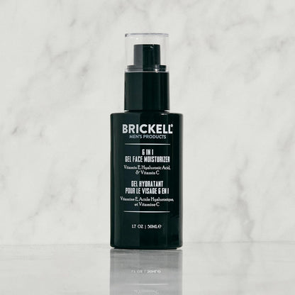 Brickell Men's 6 in 1 Gel Face Moisturizer for Men, Gel Moisturizer With Hyaluronic Acid, Peptides, and Vitamin C, 1.7 ounces, Unscented
