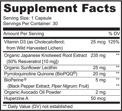 PQQ MITORESTORE Brain Supplements for Memory and Focus - Mitochondria Supplement with BioPQQ 20mg - Purest Form NOT Chemically Synthesized, Cognitive and Heart Support - 30 Vegan Capsules, Non GMO