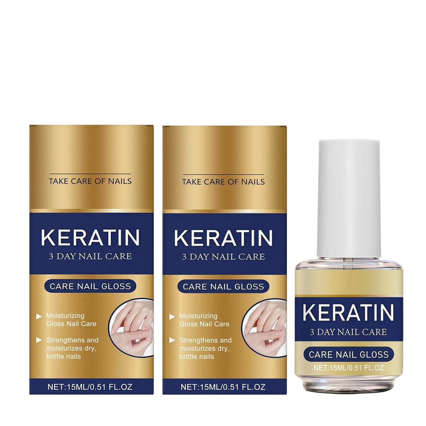 Keratin Nail Treatment, Nail Strengthener, Keratin Nail Polish, Deeply Moisturizes for Strong, Shiny Nails(2pcs,16ml)