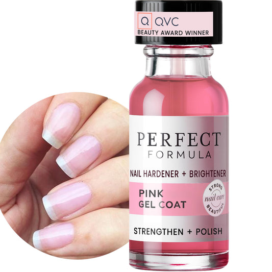 Perfect Formula Pink Gel Coat – Rosey Glow Nail Strengthener & Keratin Treatment, 0.6 oz - Protein-Rich, Glossy Pink
