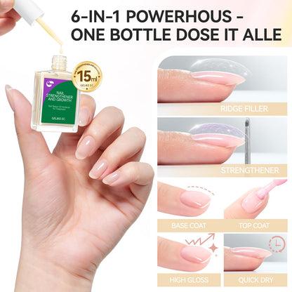 gelike ec Nail Hardener and Strengthener Polish: Milky Apricot Ridge Filler for Peeling Weak Nails Fast Dry Nail Growth Treatment Long Lasting