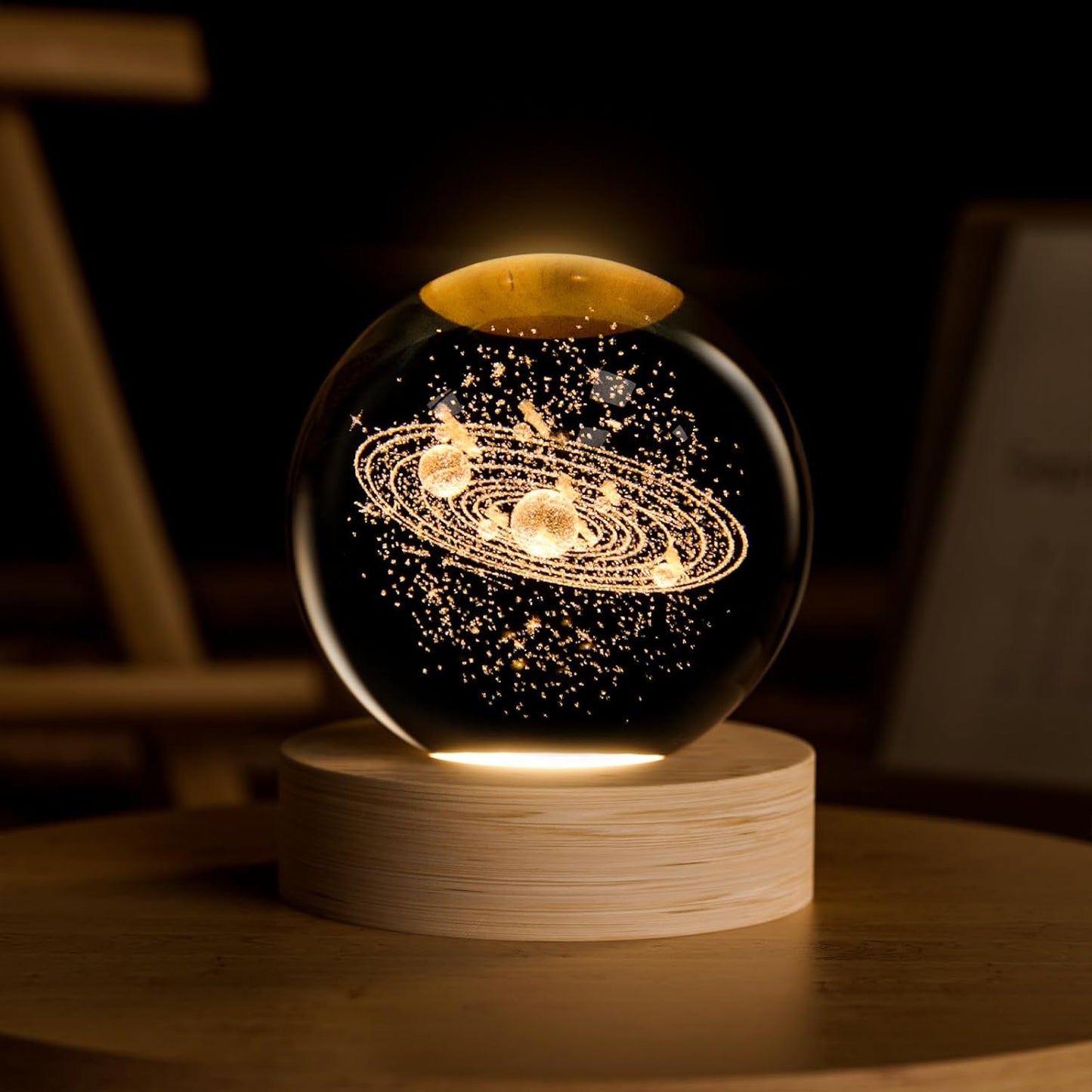3D Solar System Crystal Ball, 2.4inch Universe Gifts Decorative Quartz Glass Ball