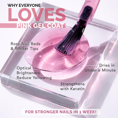 Perfect Formula Pink Gel Coat – Rosey Glow Nail Strengthener & Keratin Treatment, 0.6 oz - Protein-Rich, Glossy Pink