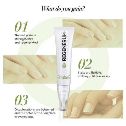 Regenerum - Regenerating Nail Serum - Strengthens, Nourishes, Protects, Reduces Discoloration, Softens Cuticles and Promotes Healthy Growth - 5ml