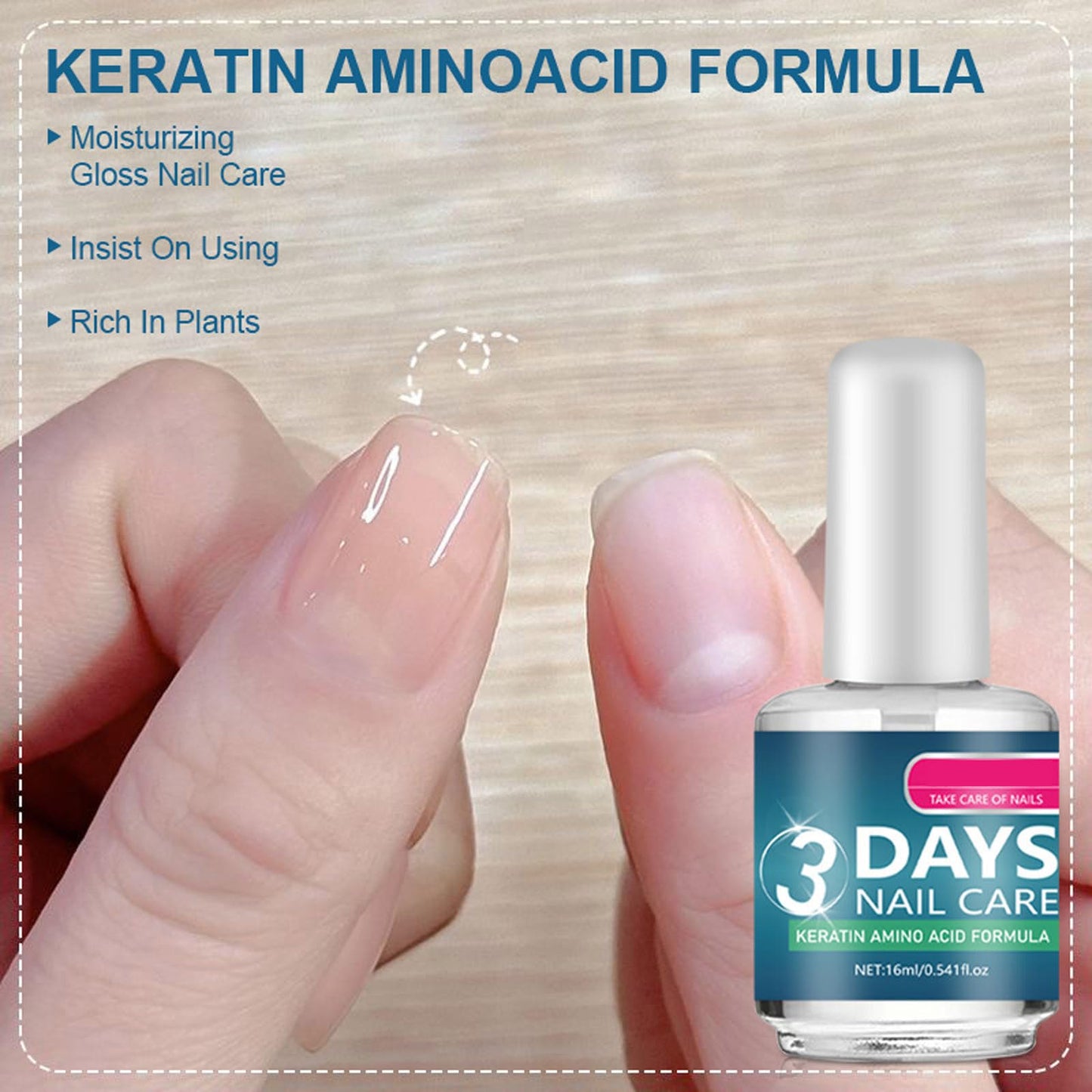 Nail Strengthener Polish, Keratin Nail Treatment for Thin Weak & Damaged Nails, Clear Nail Polish Solution Deep Moisturizer and Smoother Nail Care