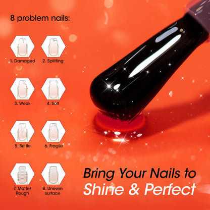 Gellen Active Glow Nail Polish One Step Ridge Filler Nail Strengthener with Hexanal & Pro-VE B5, Pomegranate Seed Oil for Healthier Glossier Nails