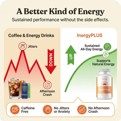 InergyPLUS | Energy Vitamins for Women, Fatigue, Natural Energy Supplements for Focus | Vitamin B12, Folic Acid, Rhodiola Rosea, Cordyceps, CoQ10, Caffeine Free | Packaging Vary | 60 Ct BB CompanyBuy Supplements Australia