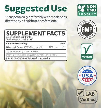 Super Strength Olive Leaf Extract Capsules - Vegan Non-GMO 750mg Olive Extract with 20% Oleuropein Antioxidant Supplement for Immunity Skin and Heart Health Support - Made in The USA (2 Month Supply)