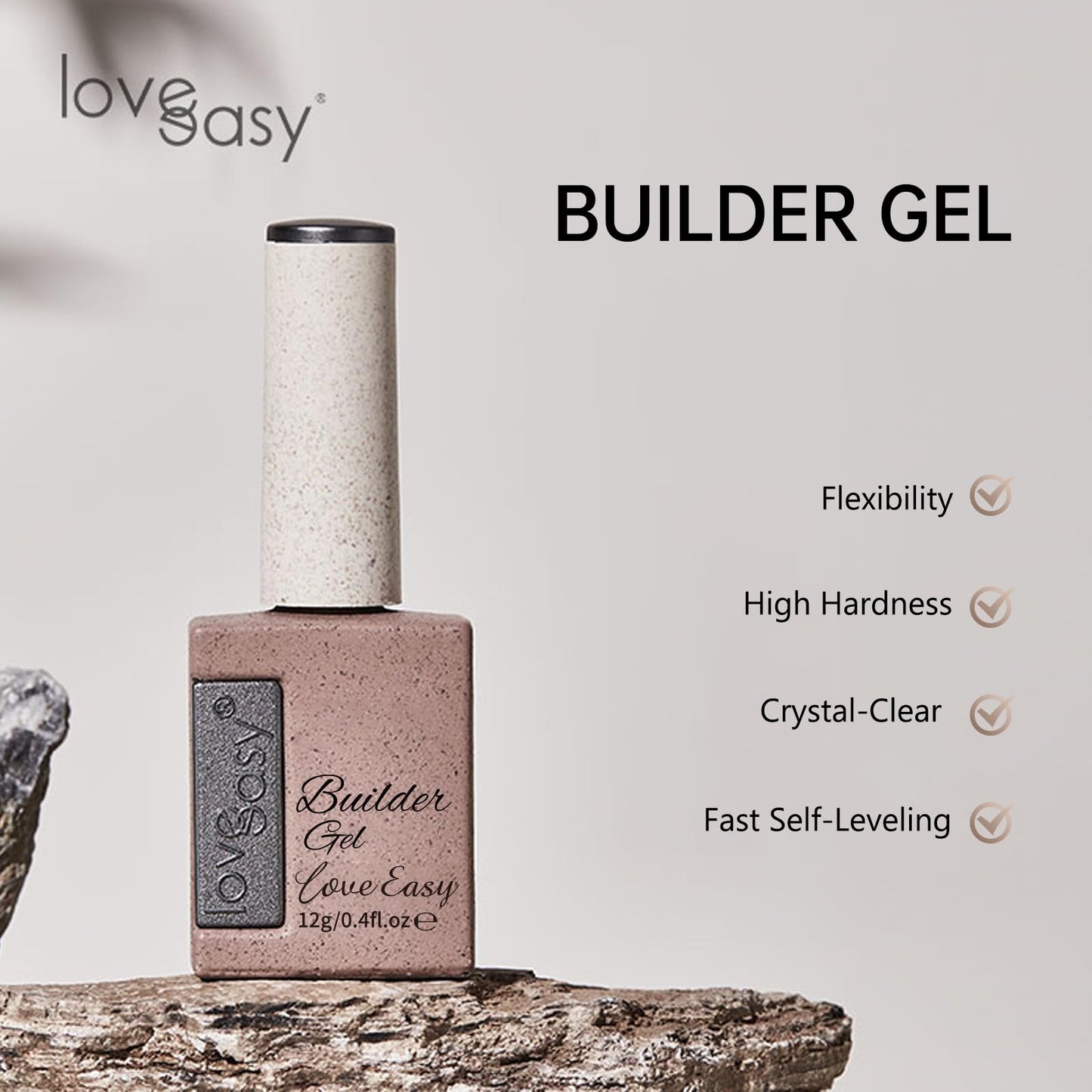 Love easy Clear Builder Gel for Nails, Soft Polish Thickness Strengthener Extender Apex Fast Leveling 28+ Days Chip Resistance Hypoallergenic & Odorless for Thin Weak (U V Nail Lamp Needed, pH 6.8)