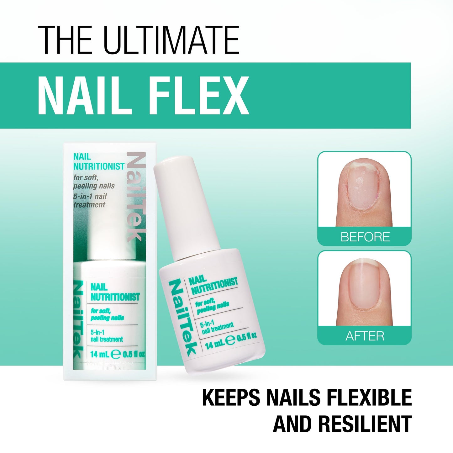 Nail Tek Nutritionist – Nail Strengthener and Repair for Damaged & Peeling Nails, 5-in-1 Moisturizing Care, 0.5 fl oz