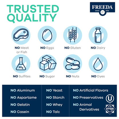 Freeda Senior Multivitamin - Kosher Vitamins for Men & Women 60 and Over - One Daily Coated Tablet - Women’s & Men’s Vitamins Multivitamin 60 Plus - Vitamins for Women Over 60 Plus Elderly (100 Count) | Kosher Senior Multivitamin with Essential Vitamins a